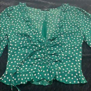 Polka dot peasant blouse